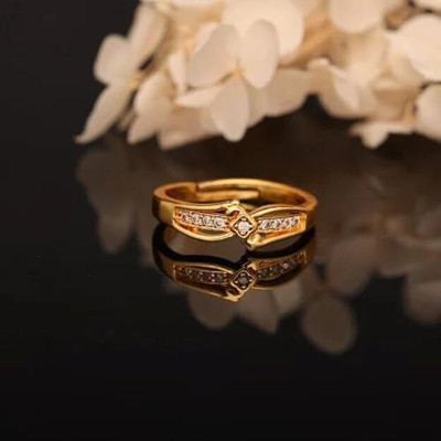 Dressberry Gold-Plated Stylish Adjustable Ring Brass Diamond Gold, Platinum Plated Ring
