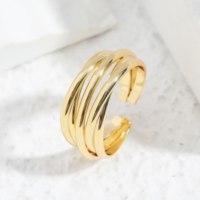 MYKI Super Fancy Ring For Women & Girls Stainless Steel Gold Plated Ring