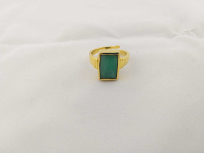 prateek enterprises Brass Emerald Gold Plated Ring