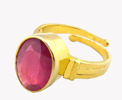 Gemzonite 5.25 RATTI NATURAL RUBY PANCHDHATU Metal Ruby Gold Plated Ring