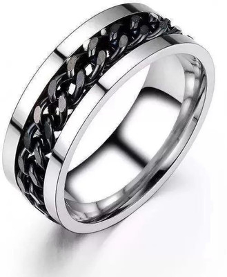 ROOTWAVE Trendy Fashion Black Chain Silver Ring Thumb Ring Band Rotatable Finger Ring Stainless Steel Cubic Zirconia Platinum, Rhodium, Silver, Sterling Silver, Titanium Plated Ring ROOTWAVE Trendy Fashion Black Chain Silver Ring Thumb Ring Band Rotatable Finger Ring Stainless Steel Cubic Zirconia Platinum, Rhodium, Silver, Sterling Silver, Titanium Plated Ring