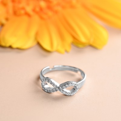 CLARA Zoe Infinity Sterling Silver Cubic Zirconia Platinum Plated Ring