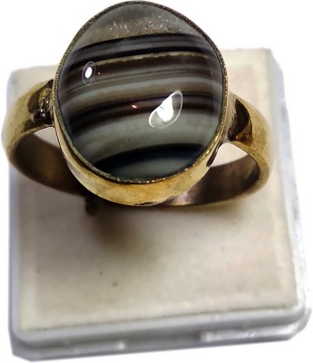 PRIYANSHU NAVRATN Natural Sulemani Ring 9.25-10.25 Ratti Certified Agate Ring Sulemani Hakik Ring Alloy Agate Gold Plated Ring