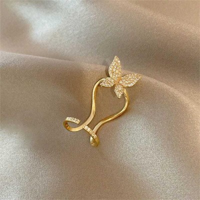 YU Fashions Yu Fashions Butterfly Geometric Shape Nail Finger Korean Ring Steel Gold Plated Ring