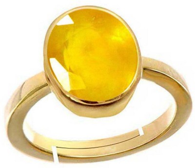 PTM Yellow Sapphire/Pukhraj 9.25 Ratti or 8.5 Ct Panchdhatu/5 Metal Women Adjustable Stone Ring