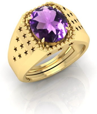 Pranjal Gems Metal Amethyst Gold Plated Ring