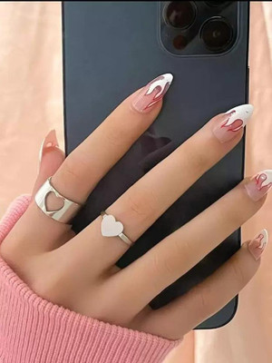 omaya jewels Combo of 2 Elegance Silver Plated Heart and Butterfly Couple Ring Stainless Steel Ring Set