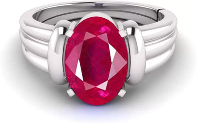 Gemzonite Metal Ruby Silver Plated Ring