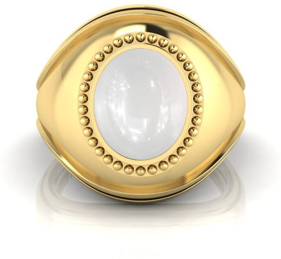 Pranjal Gems 7.25 Ratti Moonstone Gemstone Adjustable Ring With Lab CertificateCK Crystal Moonstone Rhodium Plated Ring