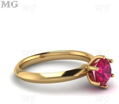 Gemzonite Natural Ruby Stone Ring Lab Certified Adjustable Ring For Women & Men Brass Ruby Ring