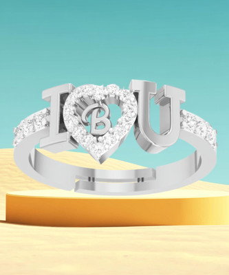 Kanak Jewels Kanak Jewels ILU B Letter Rings Silver Gold Adjustable Valentine Latest American Diamond Freesize Adjustable Fancy Ring Love Heart Initial Alphabet Rings for Girls Couple Girlfriend Women Ring Finger ring Brass Cubic Zirconia Silver Plated Ring Kanak Jewels Kanak Jewels ILU B Letter Rings Silver Gold Adjustable Valentine Latest American Diamond Freesize Adjustable Fancy Ring Love Heart Initial Alphabet Rings for Girls Couple Girlfriend Women Ring Finger ring Brass Cubic Zirconia Silver Plated Ring