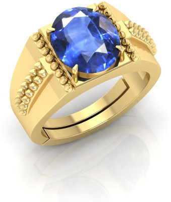 Pranjal Gems Metal Sapphire Gold Plated Ring