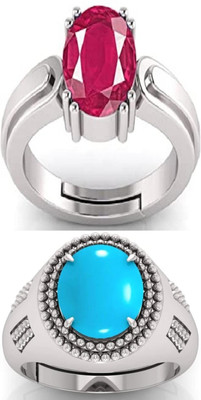 BHAIRAW GEMS Moonstone Stone Silver Adjustable Ring Stainless Steel Ring