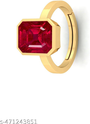 VishvMa 6.25 Ratti Burma Ruby Manik Gemstone Ring A1 Quality Stone Ruby Brass Plated Ring
