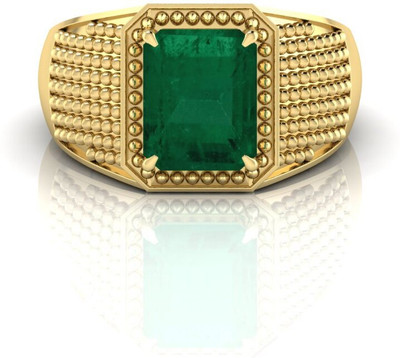 Pranjal Gems Natural 12.25 Ratti Panna Emerald Gold Shell Emerald Ring