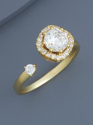 Kushal's Fashion Jewellery White Gold-Plated Party Zircon Trendy Finger Ring Copper Gold Plated Ring
