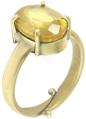 THE UNIQUE KART 5.25 Ratti Yellow pukhraj Sapphire gemstone ring with lab certified Stone Ring