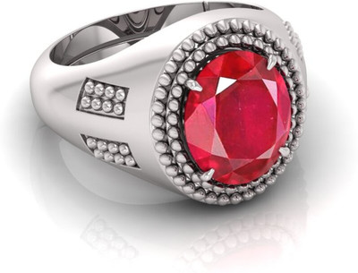 TODANI JEMS 7.25 Ratti Ruby Gemstone Adjustable Ring With Lab CertificateFD Silver Ruby Ring