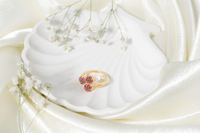 Vosgi Brass Sapphire Gold Plated Ring