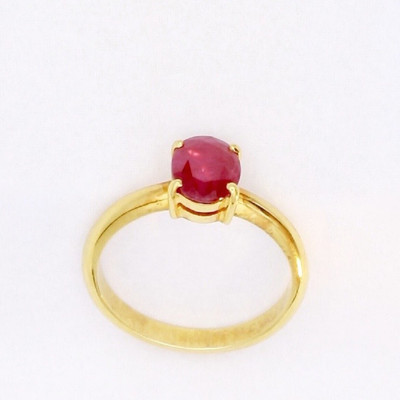 Gemzonite Ruby / Manik Ring with natural ruby gemstone certified ruby ston ring Brass Ruby Gold Plated Ring