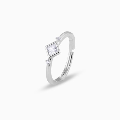 RACHIVA Sterling Silver Zircon Rhodium Plated Ring