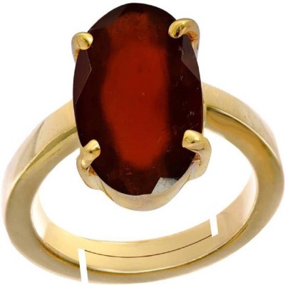 SMJ Gomed Hessonite 3.9cts or 4.25ratti Panchdhatu Metal Garnet Gold Plated Ring