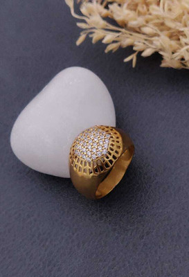 Mahi creations Gold Plated Diamond Wedding,Partywear ring-33 Brass Diamond Gold Plated Ring