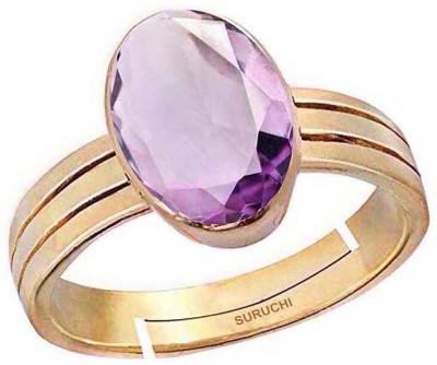 Suruchi Gems & Jewels Amethyst (Kathela) 8.25 Ratti or 7.50 Ct Gemstone for Men Five Metal Adjustable Alloy Ring