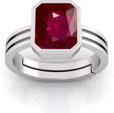 GenZcomplex natural ruby stone ring 7.25 ratti , 6.75 carat Metal Ruby Silver Plated Ring