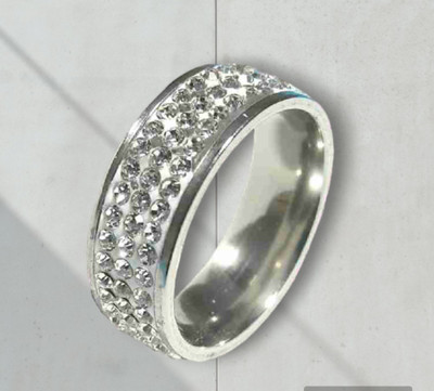 Rockjon Adjustable Silver Diamond Ring for couples Alloy Diamond Ring