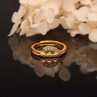 Dressberry Gold-Plated Stylish Adjustable Rings Brass Diamond Gold Plated Ring