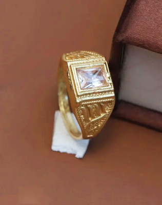 TMRcreation Fancy square dimond golden ring for man and boys Brass Diamond Gold Plated Ring