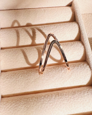 winika SS V ring Rose gold Stainless Steel Zircon Rhodium Plated Ring