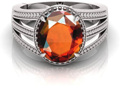 Pranjal Gems Shell Garnet Rhodium Plated Ring