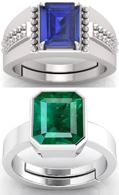 BHAIRAW GEMS Moonstone Stone Silver Adjustable Ring Stainless Steel Ring