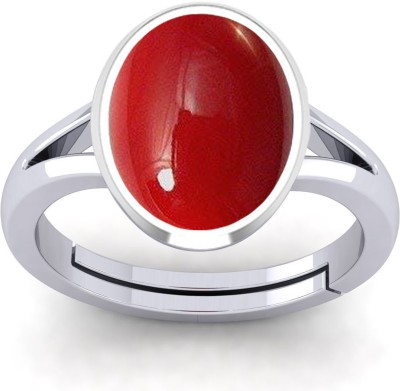 SHAHNU 7.25 Ratti Created Moonga Ring for Women's and Men's (Lab - Certified) Metal Coral Ring