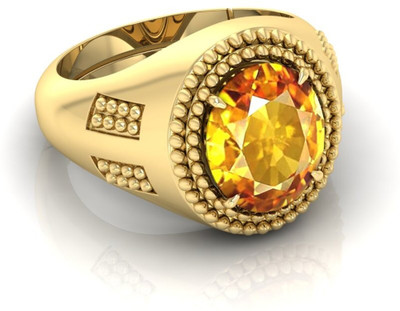 ShreeBalaji 10.25 R YELLOW RANI OVAL G Brass Agate Gold Plated Ring