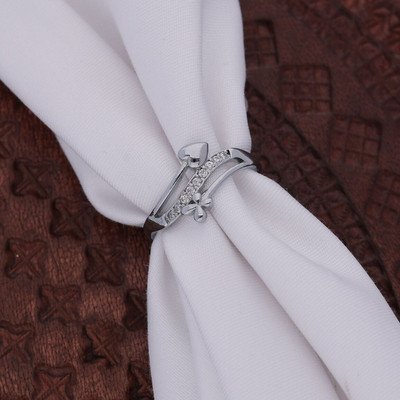 Dressberry Silver Plated American Diamond Adjustable Finger Ring for Women and Girls Brass Diamond Silver Plated Ring