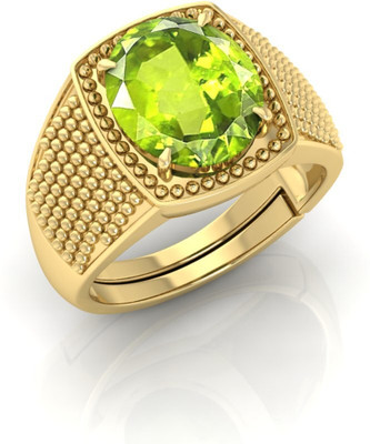 TODANI JEMS 14.25 Ratti Peridot Gemstone Adjustable Ring With Lab CertificateFE Metal Peridot Gold Plated Ring