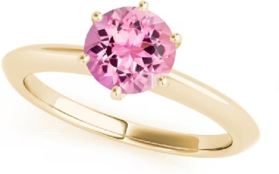 Ceylonmine01 Natural Pink Sapphire Ring Stone Crystal Golden Plated For Men & Women Brass Sapphire Gold Plated Ring