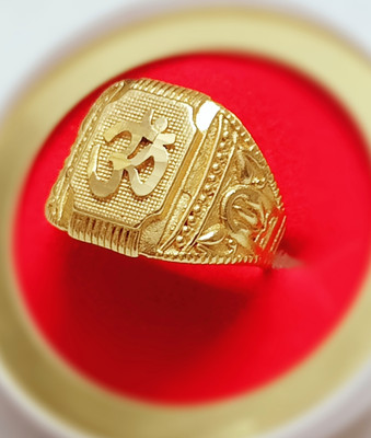 TMRcreation Fancy om ring for man and boys / ring Brass Gold Plated Ring