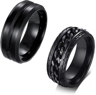 Neerajyoti stylish couple band ring combo set Alloy Titanium Plated Ring Set