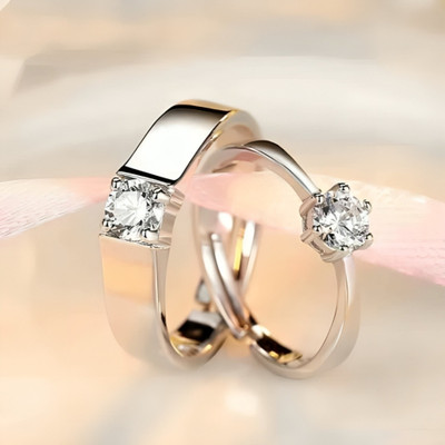 Krullers Adjustable Couple Ring for lovers in Silver valentine gift proposal Brass Ring Set