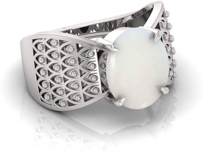 TODANI JEMS 7.25 Ratti Opal Gemstone Adjustable Ring With Lab CertificateA Silver Opal Ring