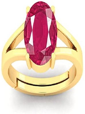 BHAIRAW GEMS 3.25 to 15.25 Ratti Ruby Manik Stone Panchdhatu for men and Women Brass Ruby Gold Plated Ring