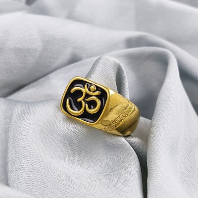 Gift Nest Gold Plated OM Finger Ring for men and boys Stainless Steel Gold Plated Ring