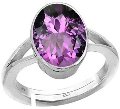 AQUAGEMS Amethyst (Kathela) 3.25 Ratti or 3 Ct Gemstone for Men bis Hallmark 925 Sterling Silver Ring
