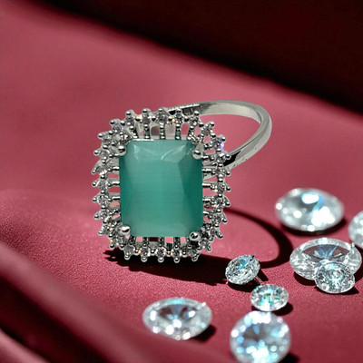 ZyraLane Stainless Steel Cubic Zirconia Silver Plated Ring