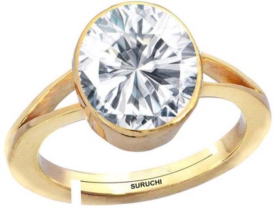 AQUAGEMS Zircon/American Diamond 4.25 Ratti or 4 Ct Panchdhatu/5 metal Women Adjustable Stone Ring
