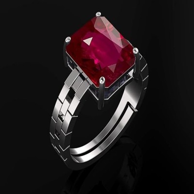 Skibe Enterprises 7.25 Ratti Ruby Stone Original Certified Gold Plated Adjustable, Manik Stone Brass Ruby Gold Plated Ring